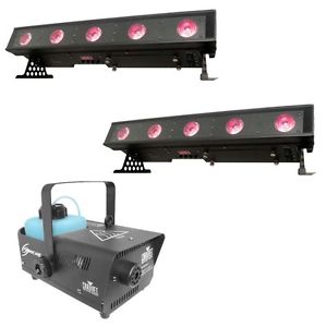 American DJ 2 WiFLY Bar QA5 Wireless Quad LED Linear Fixture w/ H901 Fog Machine