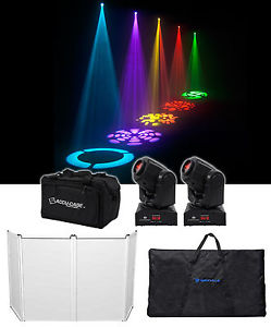 (2) American DJ ADJ Inno Pocket Spot LED Moving Head DMX Lights+Carry Bag+Facade