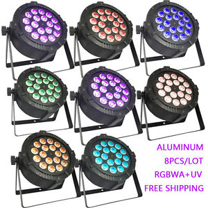 8PCS/LOT 18x15w 6in1 RGBWA+UV DJ EVENT SHOW LED PAR LIGHT FOR STAGE DISCO CLUB