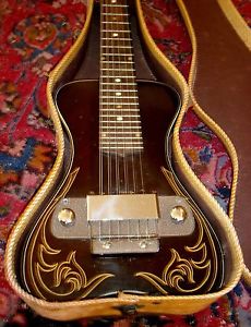RARE OLD ANTIQUE VINTAGE OAHU ELECTRIC LAP STEEL GUITAR 1940'S OHSC ORIG PAINT