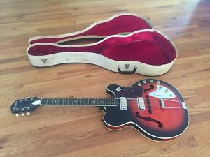 1961 Harmony H-66 VibraJet Redburst VINTAGE hollow body electric guitar