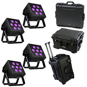4x Blizzard SkyBox EXA RGBA+UV Battery Powered LED with Waterproof Rolling Case