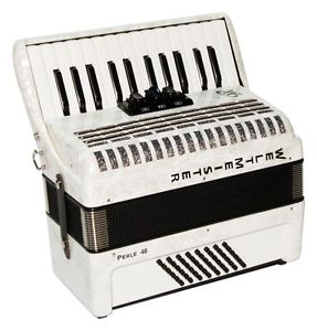 WELTMEISTER Perle 26/48/II/3 Akkordeon weiß mit Koffer & Zubehör NEU!