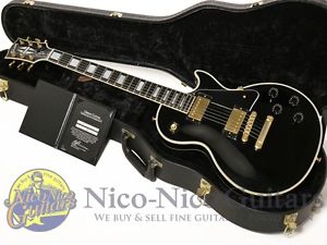 GIBSON CUSTOM SHOP LES PAUL CUSTOM EBONY BLACK Used Guitar Free Shipping #g1917