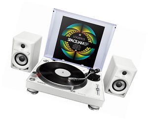 Pioneer PLX-500-W Direct Drive Turntable - White Bundle with DM-40 4-Inch Active