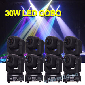 8PCS 30W LED GOBO Moving Head Stage Light rgbw 4in1 DMX DJ lighting
