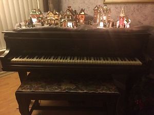 baby grand piano walnut color