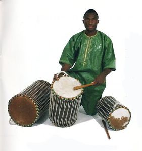 African Dundun Drums - Set Of 3 Tom Tom Djun Djun Hand Carved in Senegal Africa