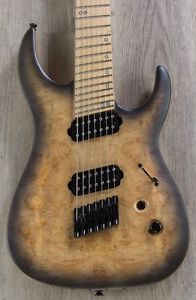Legator Ninja Overdrive 300-Pro 7-String Guitar, Jupiter Burst Burl, Fanned Fret