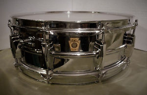 Vintage 60s Super Ludwig 5x14 Chrome Over Brass Shell Snare Drum Pre Supraphonic