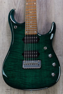 Ernie Ball Music Man JP15 7-String Guitar, Teal Flame, Roasted Flame Maple