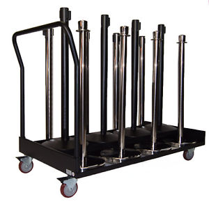 Crowd Control Stanchion Storage Cart for Retractable Belt or Rope Stanchions