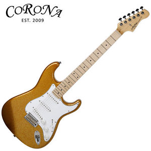Corona CST 450 Gold Sparkle Alder Maple SSS Stratocaster Strat Electric Guitar