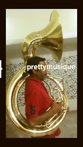 SOUSAPHONE BIG 25"BELL PURE BRASS IN GOLD POLISH +CASE BOX + MOUTHPC + FREE SHIP