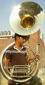SOUSAPHONE BIG 25" BELL OF PURE BRASS GOLDEN + MOUTHPC + CASE BOX +FREE SHIPPING