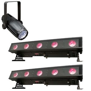 American DJ (2) WiFLY Bar QA5 Wireless Quad LED Linear Fixture w/ Pinspot Light