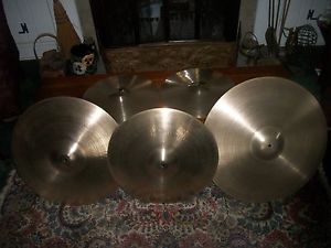 vintage ziljian cymbols lot of 5 22"  20" 18" 14" hihats  matched set/beautifull