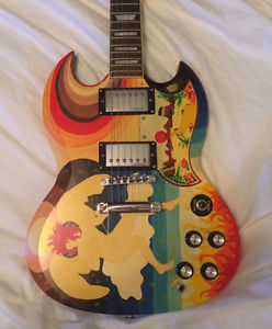 Fool SG guitar, epiphone, nice case - psychedelic paint job - free shipping