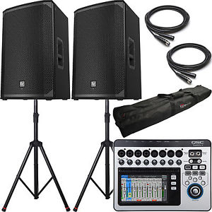 2x Electro-Voice EKX-15P Powered Speakers + QSC Touchmix 8 Digital Mixer & Accs