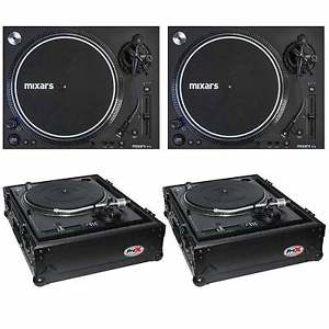 (2) Mixars STA S-Arm High Torque Direct Drive Turntables w Black Turntable Cases