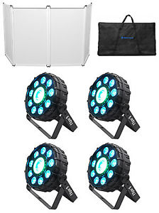 4) Chauvet DJ FX Par 9 DMX Multi-Effect LED, SMD RGB+UV Strobe Par Lights+Facade