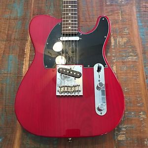 2016 Fender Telecaster American Standard Red Transparent, black pick guard.