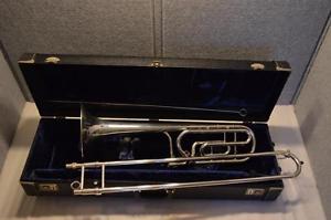 VINTAGE KING 4B SILVER SONOROUS PRO TROMBONE WITH F ATTACHMENT - EXC. CONDITION