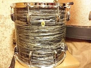 VINTAGE LUDWIG JAN 1968 16" FLOOR TOM BLACK OYSTER PEARL RINGO 1960s VGC