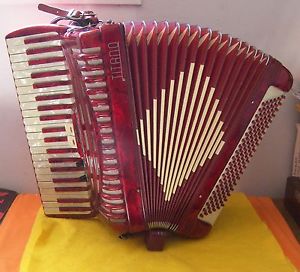 120 Bass Titano Ladies Red Accordion / Accordian With Amplifier