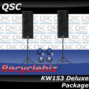 Awesome NEW QSC KW153 Deluxe Package w/ Stands, Power & Mic Cords!!