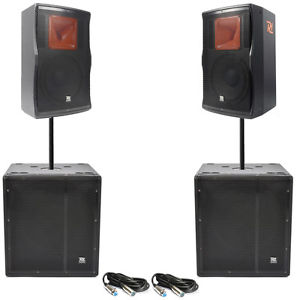 2x PD 12" Active PA Speakers DJ Bass Subwoofers Party Disco System + Poles 2400W