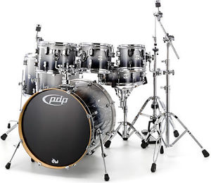 BATTERIA DW PDP 7 PEZZI 22 8 10 12 14 16 14X5  HARDWARE INCLUSO argento/nero