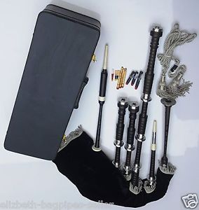 NEW SCOTTISH GREAT HIGHLAND BAGPIPE AFRICAN BLACK WOOD FULL ENGRAVED/Gaita