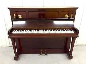 Broadwood Antique Upright Piano in a Sheraton Style Inlaid Mahogany Case C.1906