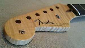 RARE Lefty Neck CUSTOM SHOP Deluxe FENDER STRATOCASTER Left Hand AAA FLAMED 9.5"