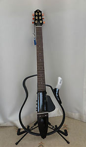 YAMAHA SLG110S SILENT GUITAR STEEL STRING PIANO BLACK & CASE & ADAPTER