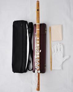 Concert Boxwood Wooden Flute B foot 17 Open Hole Split-E Lnline-G Wood Case
