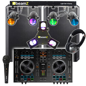 Large DJ Disco Package Alto 15" Active Speakers Denon Mixer Beamz Light 2200W