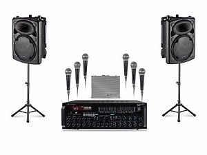 12" Bluetooth Stage Pack 6 MICS 2 SPEAKERS MIXER FREE MUSIC KARAOKE PLAYER
