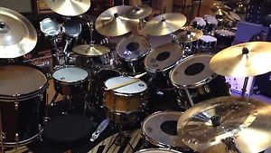 7 Piece Double Bass Ludwig Black Cortex Vintage 6 Ply