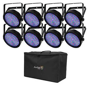 Chauvet DJ SlimPAR 64 RGBA 8 Pack Uplight Stage Wash Par Can with Cases