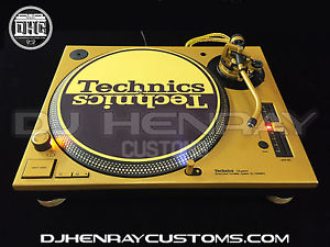 2 custom Semi Gloss Gold & black Technics SL 1200 mk5's gold leds powder coated