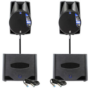 2x Active 15" Disco DJ Speakers Subwoofers Gig PA Stands 2800W