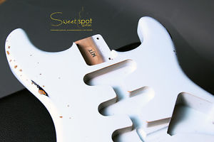 MJT Sonic Blue over 3TSB Strat Body Aged Heavy Relic Korpus Stratocaster