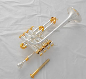 2016 Professional Piccolo Trumpet Bb/A Silver Gold Horn 4 Monel Valves new Case