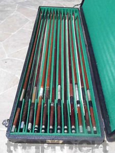 GERMAN VIOLIN BOW COLLECTION: ZAPF HOYER HEBERLEIN etc 12x bow + case