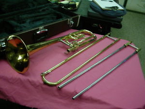YAMAHA YSL-356R  F  Trigger Trombone & Case Rose Brass Bell  No Res #1