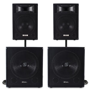 Vonyx 12" VX12A Active Speakers + SWA15 Subwoofers + Speaker Poles