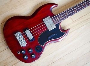 1969 Gibson EB-3 Vintage Electric Bass Guitar SG Body Cherry Two Pickup w/Gigbag