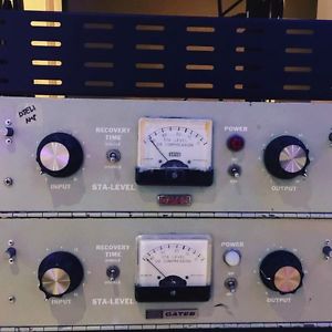 Vintage Pair Gates Sta-level Compressor Limiter RARE Light Grey Face